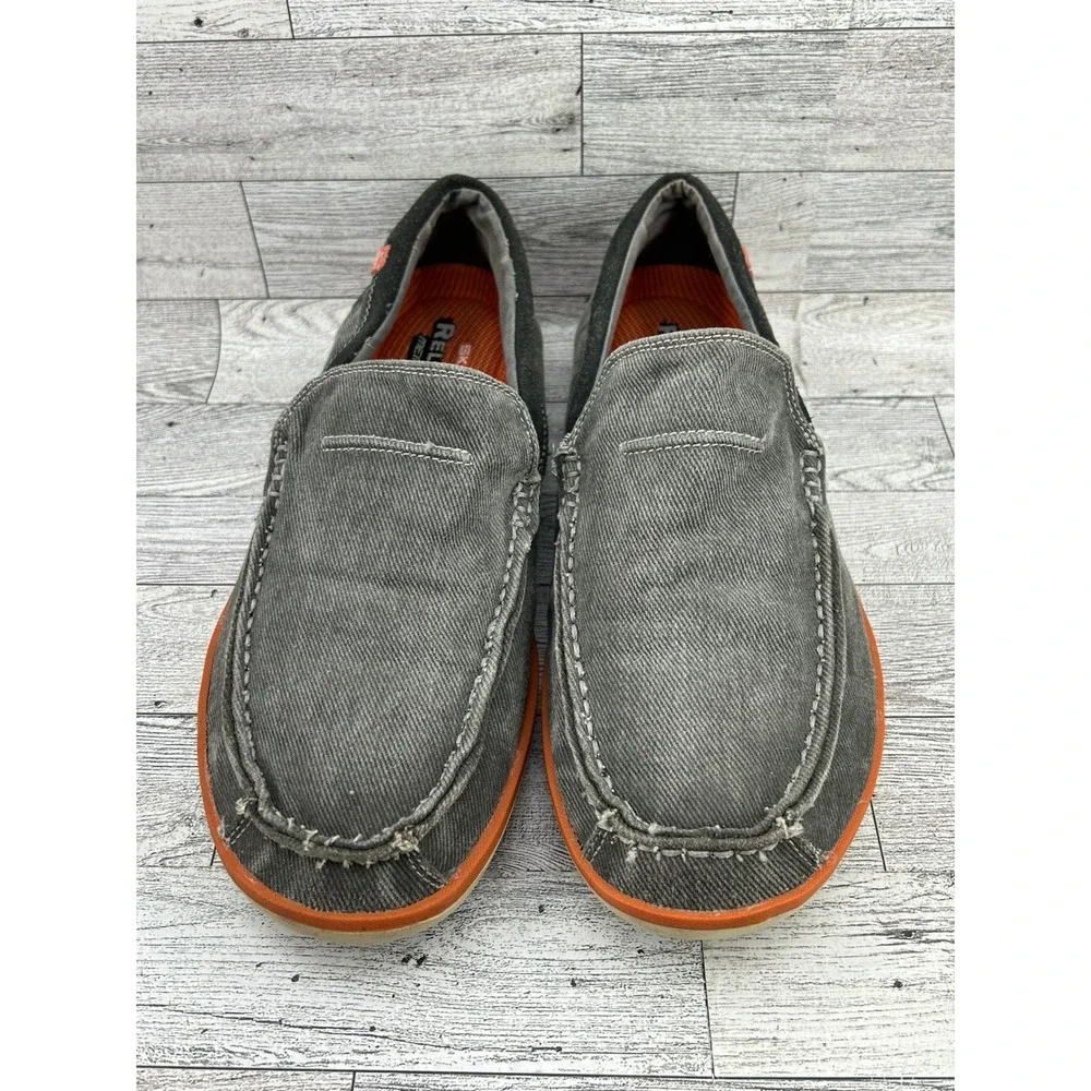Skechers Relaxed Fit Men's Charcoal Canvas Loafer Shoes Slip On Size‎ 9